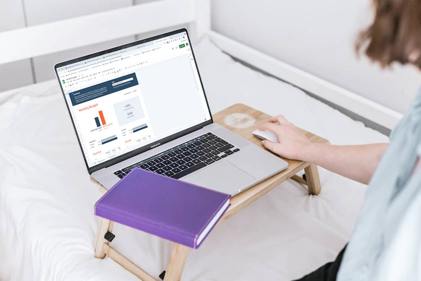 woman on computer budget
