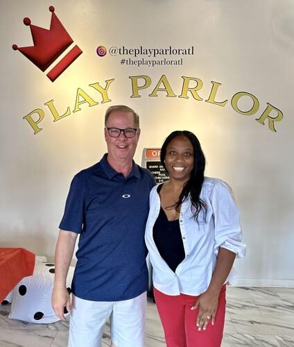 Tiffany Welch (R) with Bruce Johnson, Dir. of Community Relations for Explore Gwinnett (L)