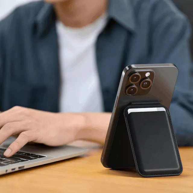 Satechi Vegan-Leather Magnetic Wallet Stand - Holiday Gift Guide 2023