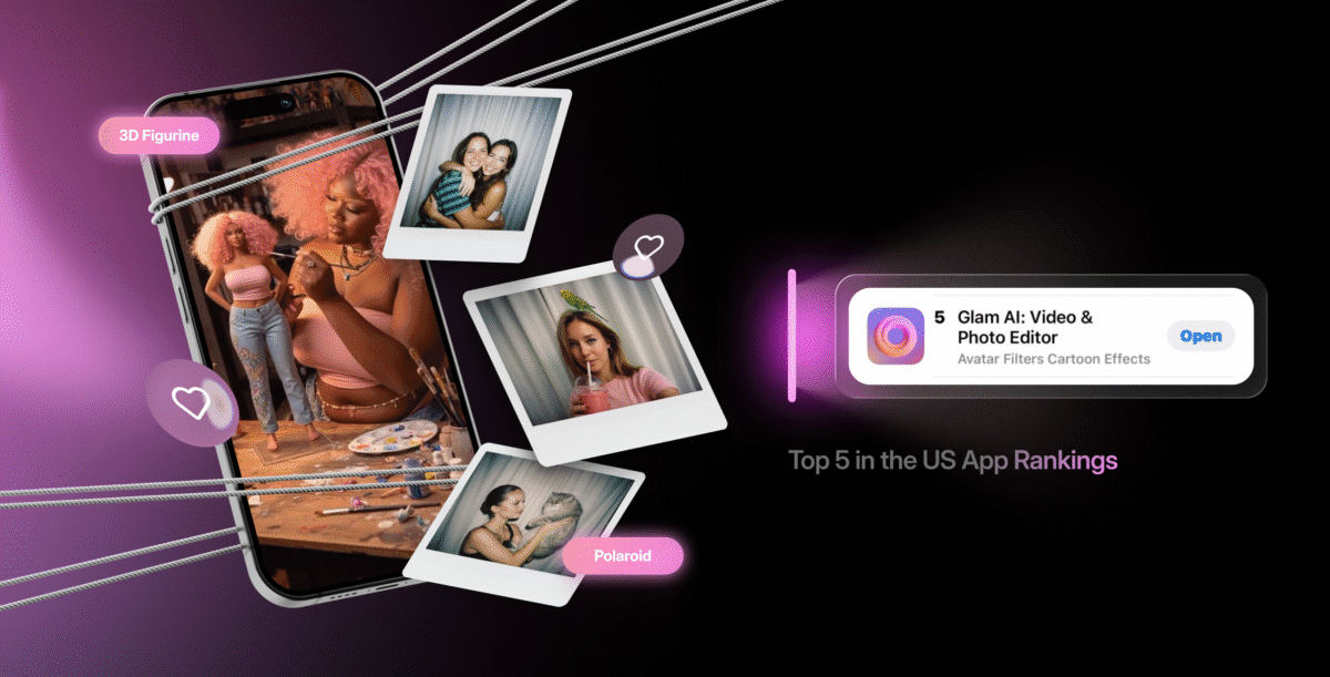 GlamAI reached the top five free apps in the U.S. App Store’s Photo & Video category for the second time this year.