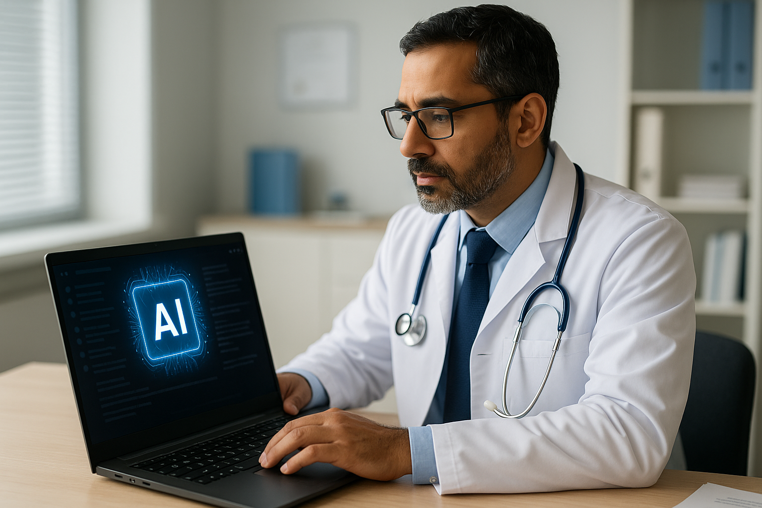 Physician on computer Physician on computer