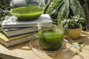 Warm Matcha Tea in Reading Room