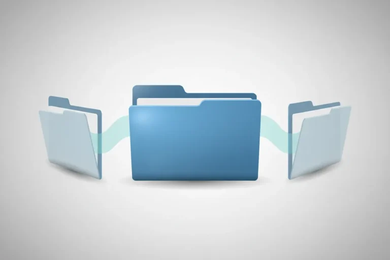 Two duplicate folders merge into one central folder, symbolizing consolidating pages to fix keyword cannibalization.