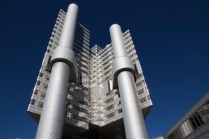 Illustrative stock photo of a modern glass office building