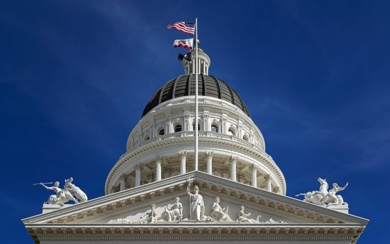 California State Capitol dome and pediment in Sacramento