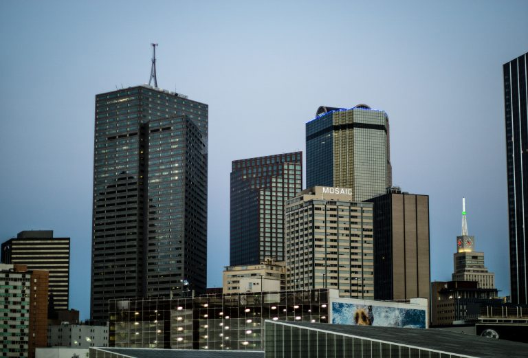 Skyline of Dallas, Texas showcasing modern skyscrapers during daytime