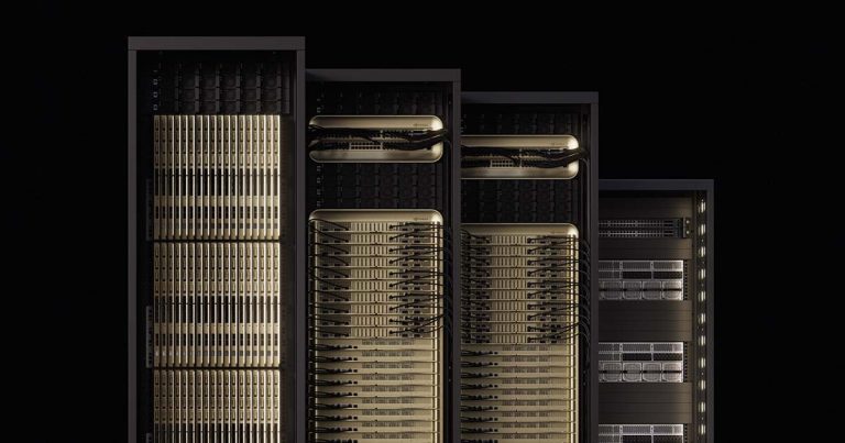 Nvidia modular server systems against a dark background
